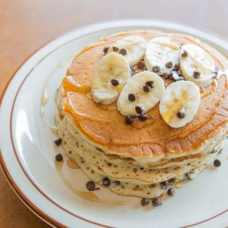 Indulge in our banana pancakes