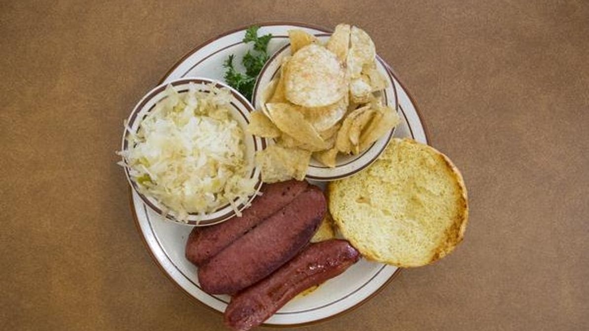 Grilled Knockwurst Sandwich.