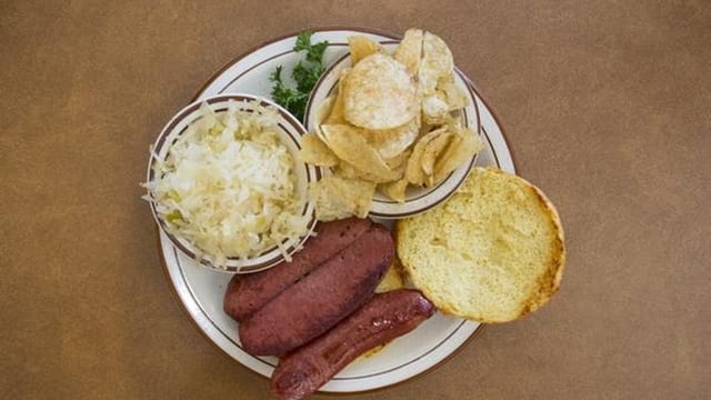 Grilled Knockwurst Sandwich.