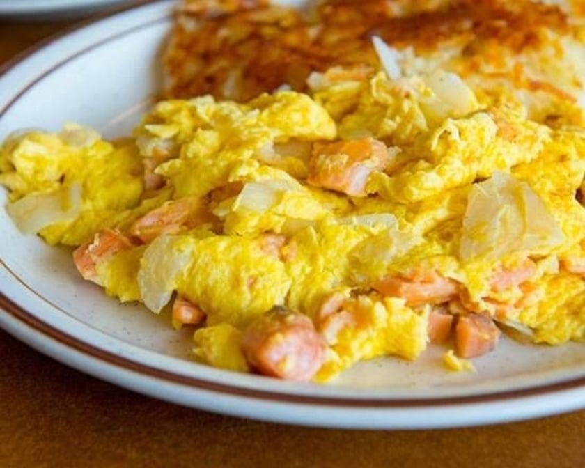 Lox, Eggs & Onions Scrambled.