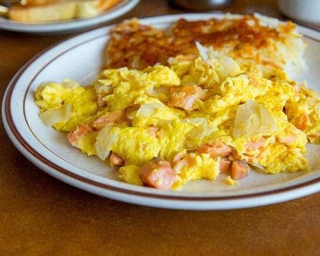 Lox, Eggs and Onions Scrambled.