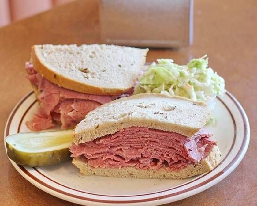 Hot Corned Beef Sandwich.