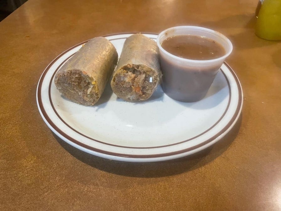 Stuffed Kishka with Gravy.