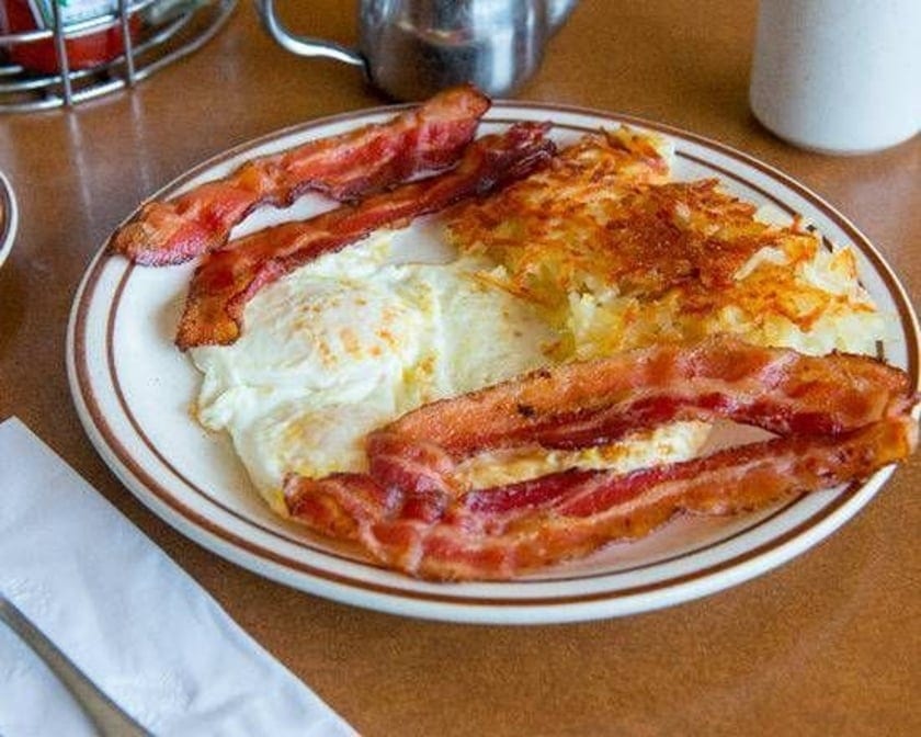 Thick Cut Bacon and Eggs.